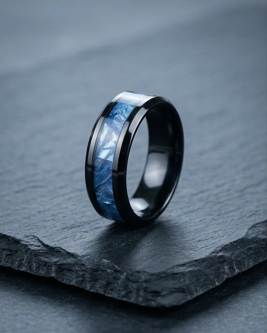 Obsidian Rift: Deep Blue Marble Statement Ring