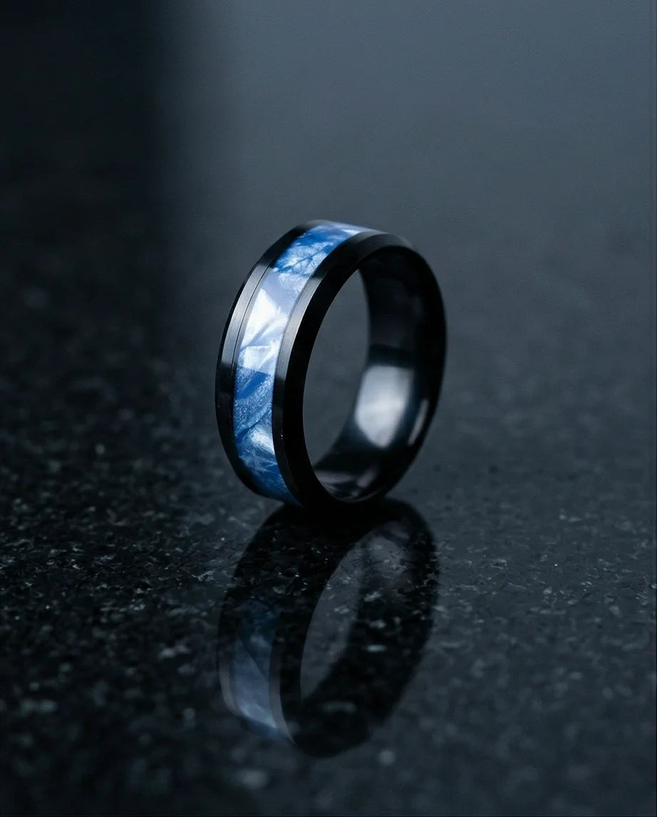 Obsidian Rift: Deep Blue Marble Statement Ring