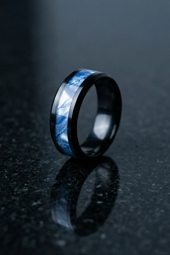 Obsidian Rift: Deep Blue Marble Statement Ring