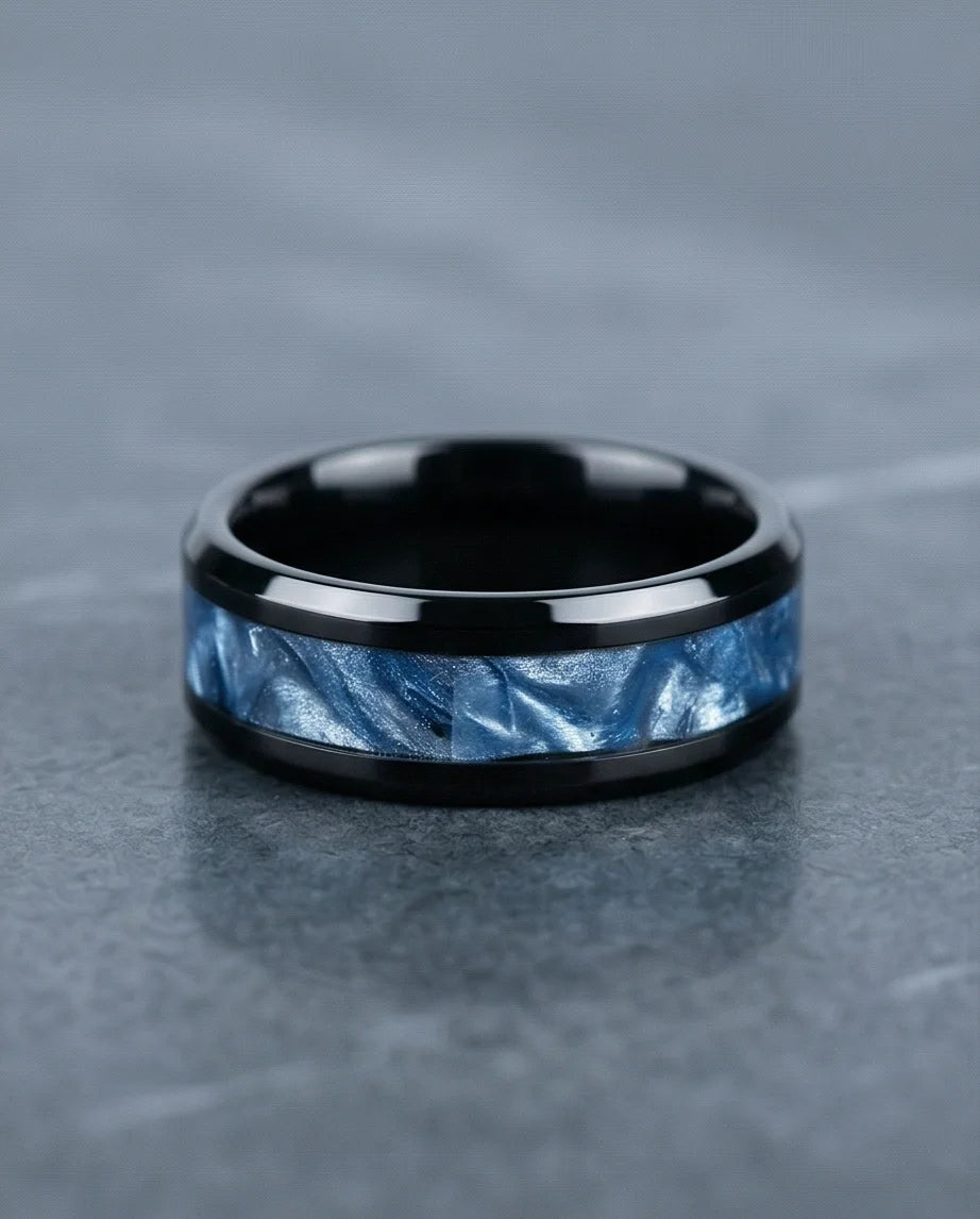 Obsidian Rift: Deep Blue Marble Statement Ring