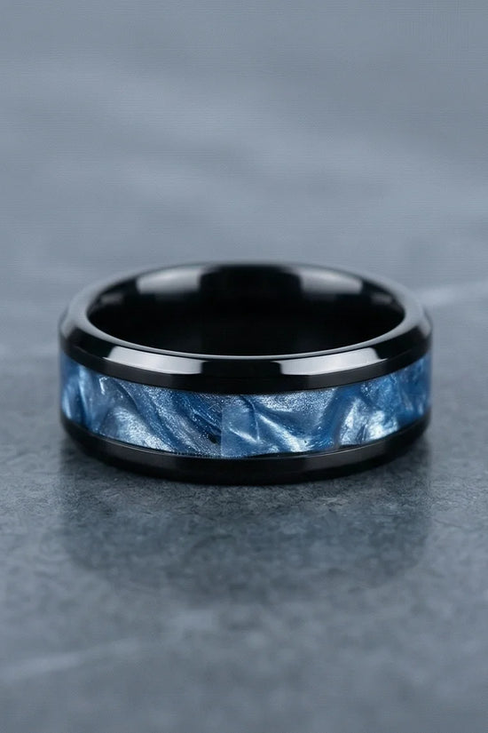 Obsidian Rift: Deep Blue Marble Statement Ring