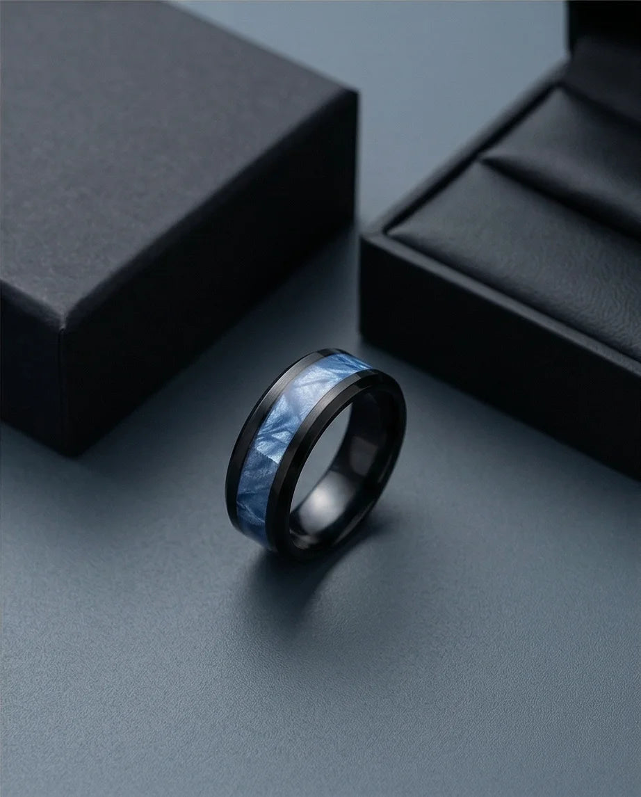Obsidian Rift: Deep Blue Marble Statement Ring