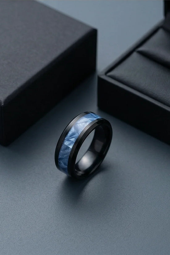 Obsidian Rift: Deep Blue Marble Statement Ring