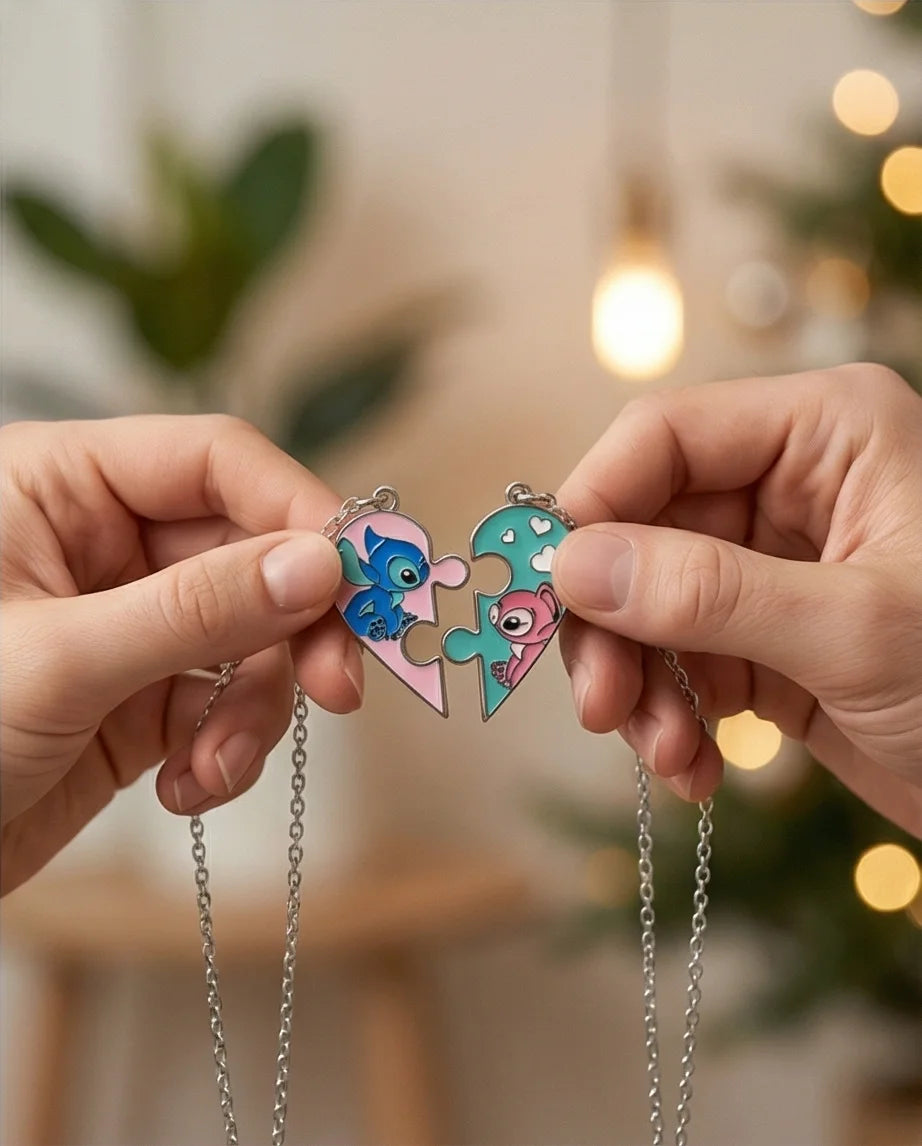 Stitch & Angel’s Connection: 2-Piece Puzzle Heart Duo