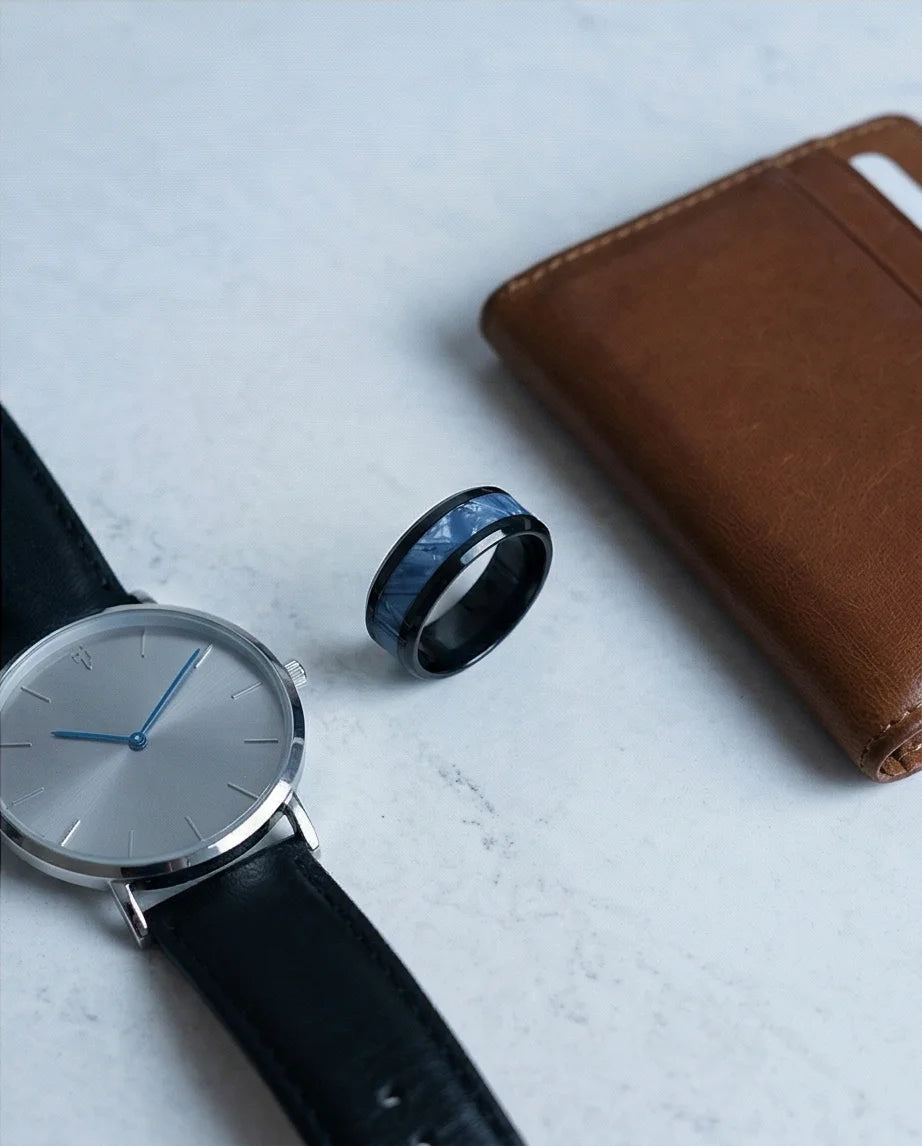 Obsidian Rift: Deep Blue Marble Statement Ring