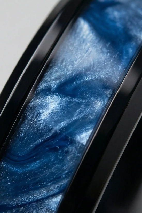 Obsidian Rift: Deep Blue Marble Statement Ring