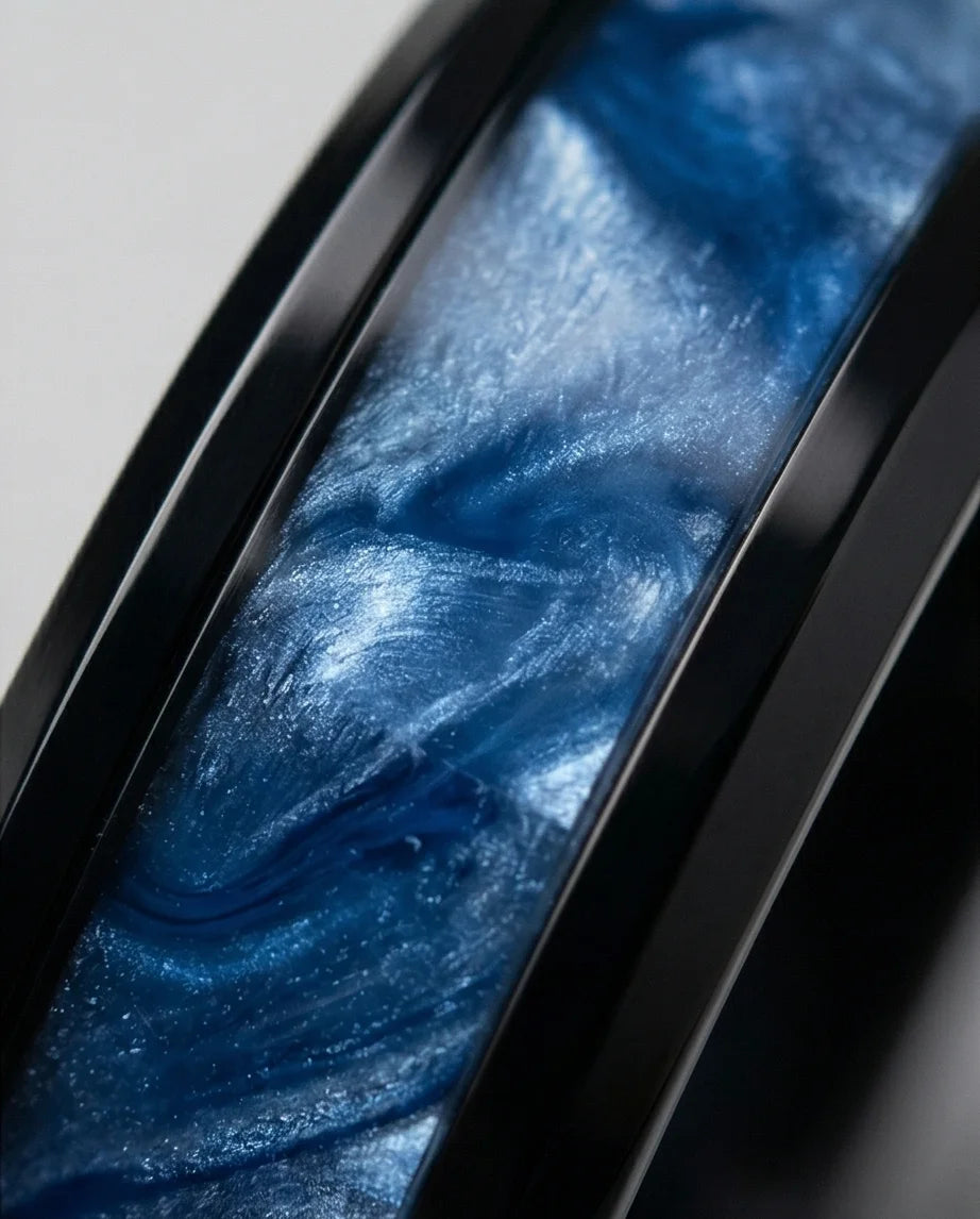 Obsidian Rift: Deep Blue Marble Statement Ring