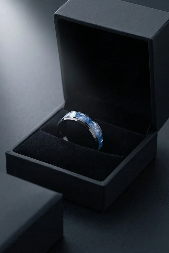 Obsidian Rift: Deep Blue Marble Statement Ring