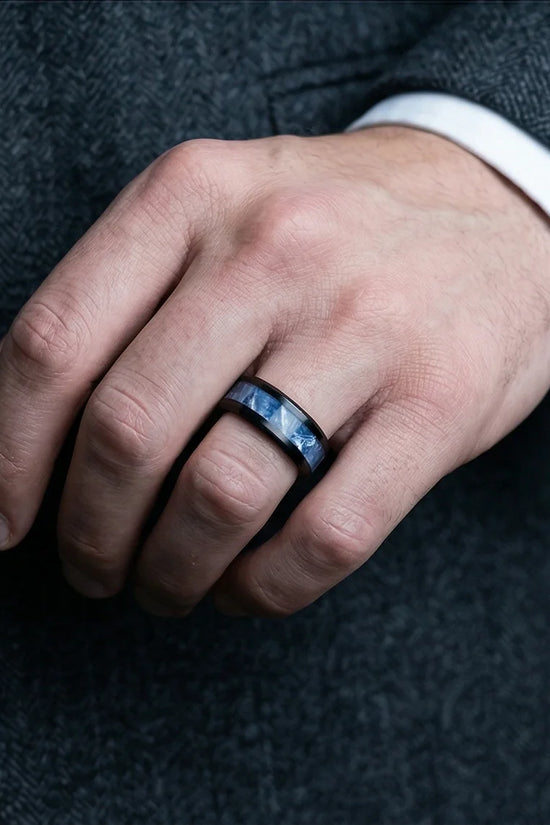 Obsidian Rift: Deep Blue Marble Statement Ring