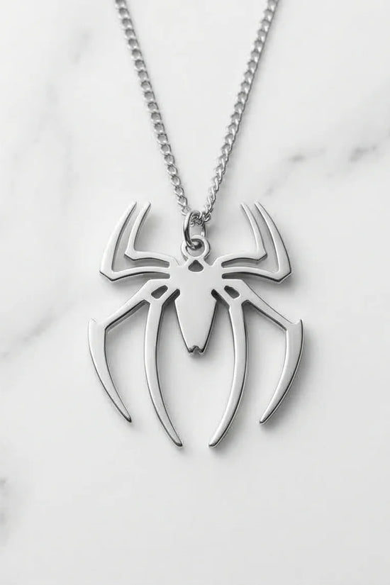 The Arachnid Insignia: High-Polish Silver Hero Necklace