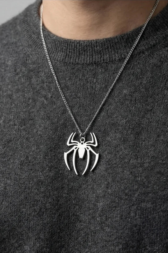 The Arachnid Insignia: High-Polish Silver Hero Necklace