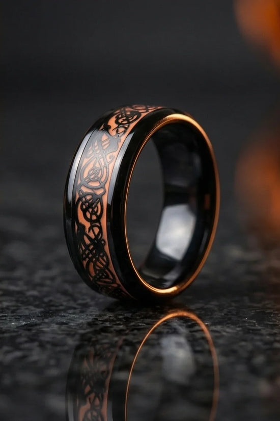 Legacy Weaver: Rose Gold & Black Celtic Knot Band