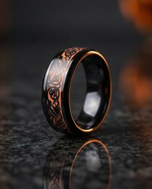 Legacy Weaver: Rose Gold & Black Celtic Knot Band