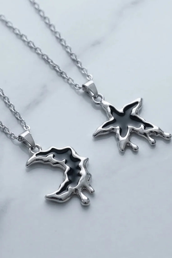 The Dripping Galaxy: Moon & Star Molten Necklaces