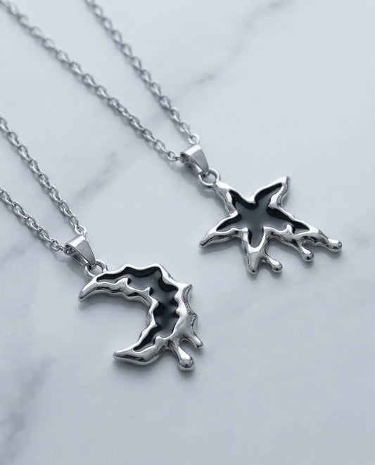 The Dripping Galaxy: Moon & Star Molten Necklaces