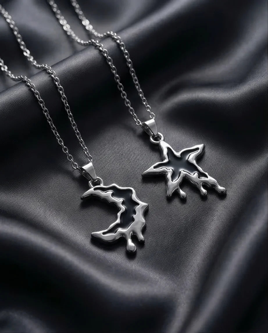 The Dripping Galaxy: Moon & Star Molten Necklaces