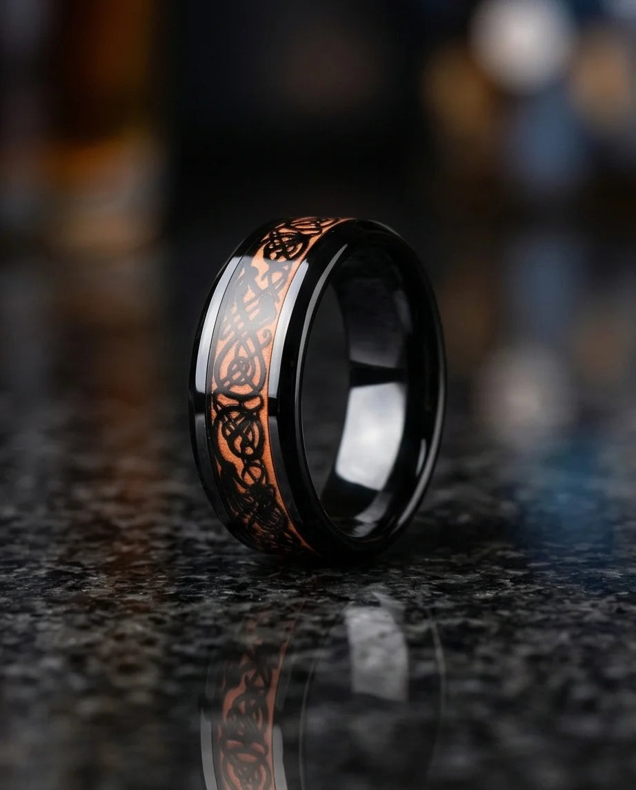 Legacy Weaver: Rose Gold & Black Celtic Knot Band