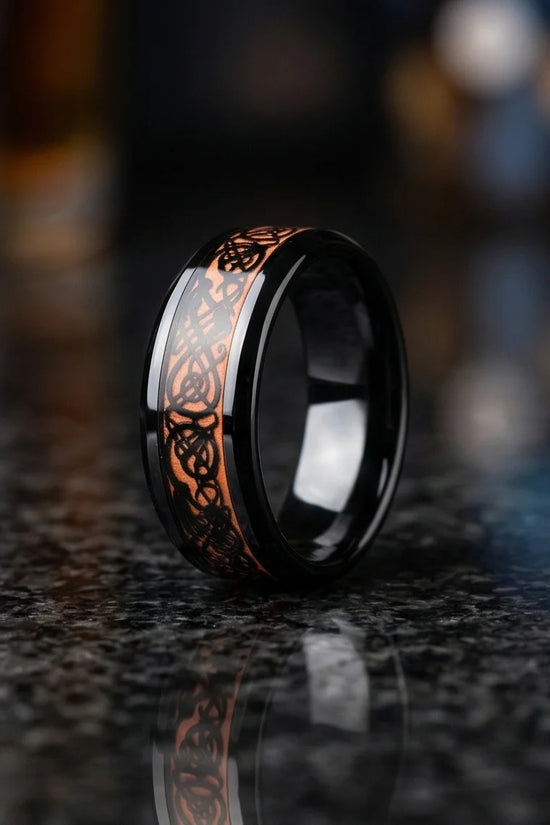 Legacy Weaver: Rose Gold & Black Celtic Knot Band