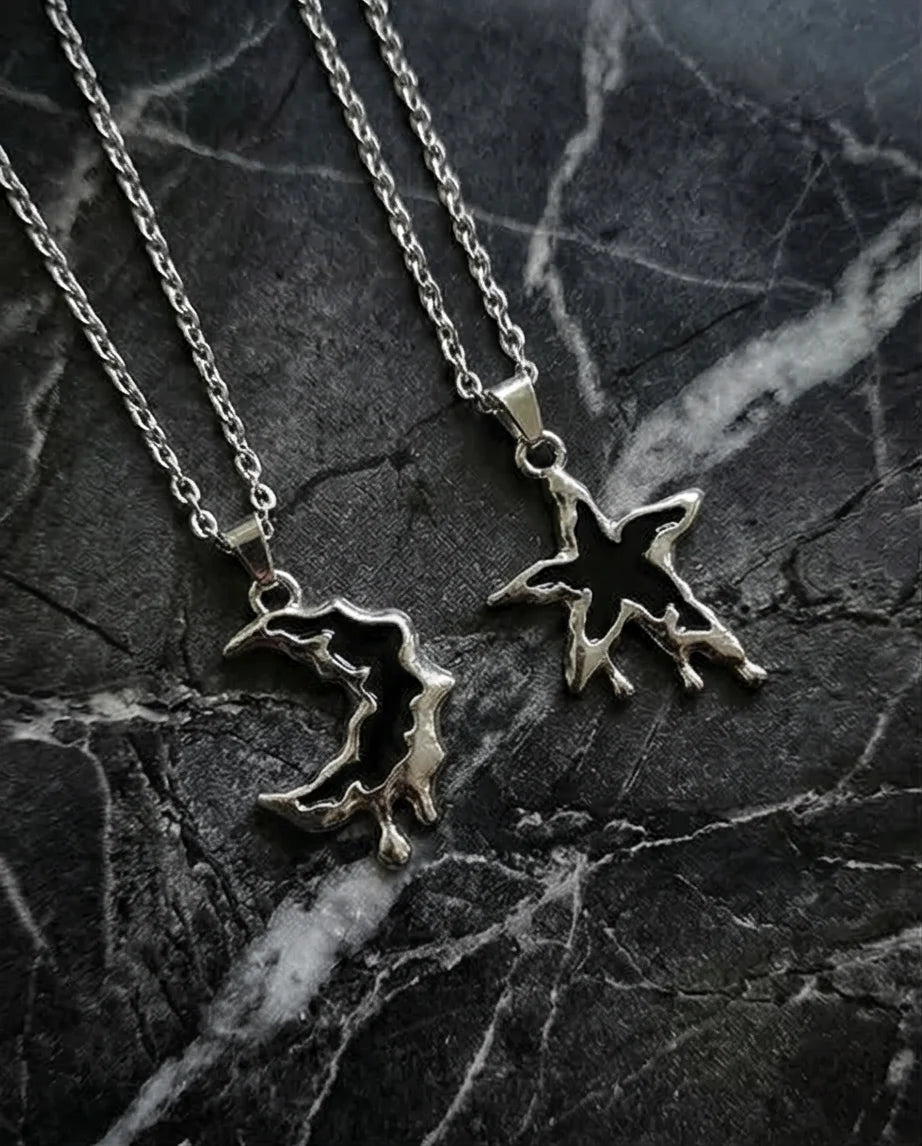 The Dripping Galaxy: Moon & Star Molten Necklaces