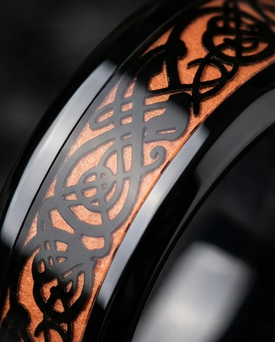 Legacy Weaver: Rose Gold & Black Celtic Knot Band