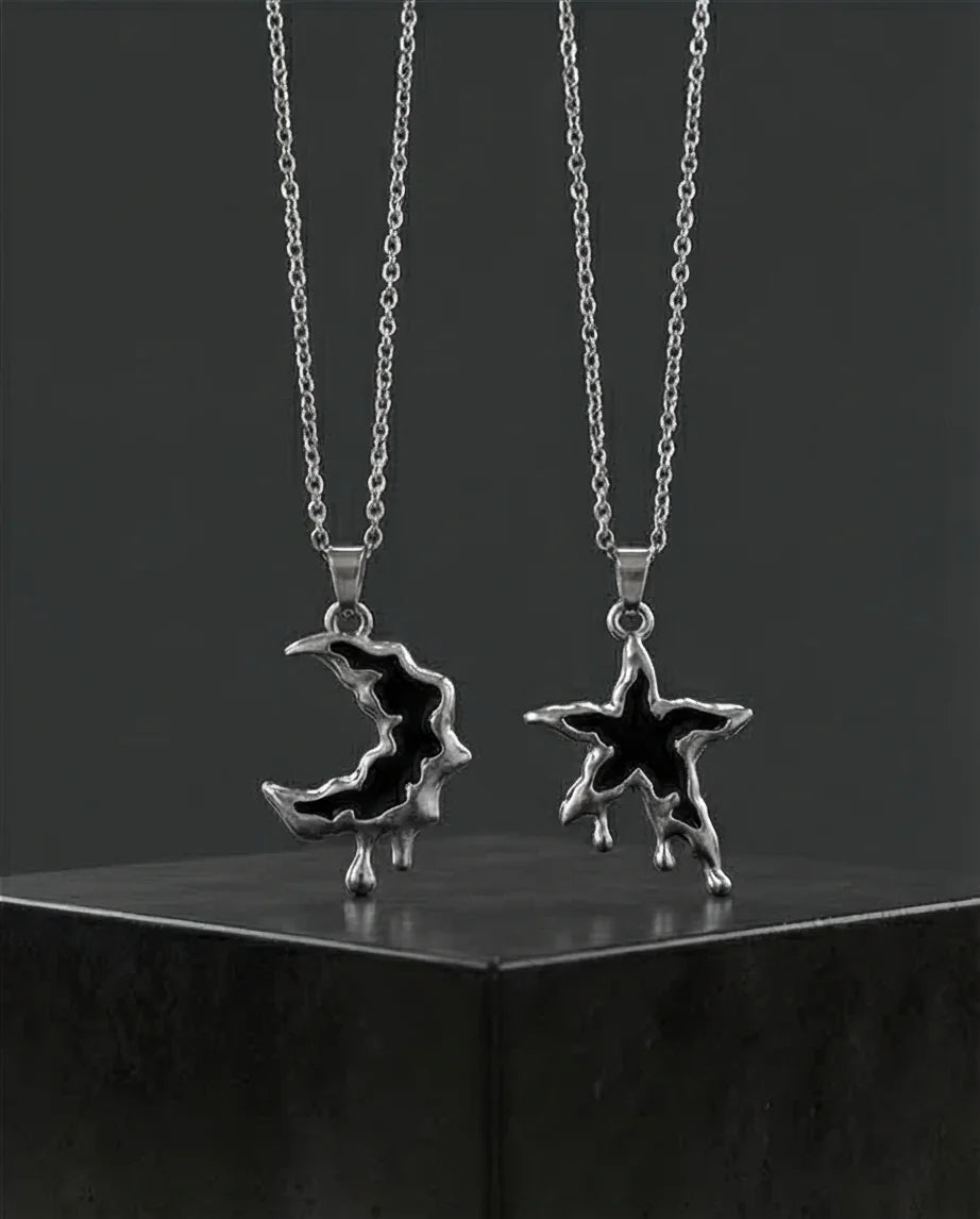 The Dripping Galaxy: Moon & Star Molten Necklaces