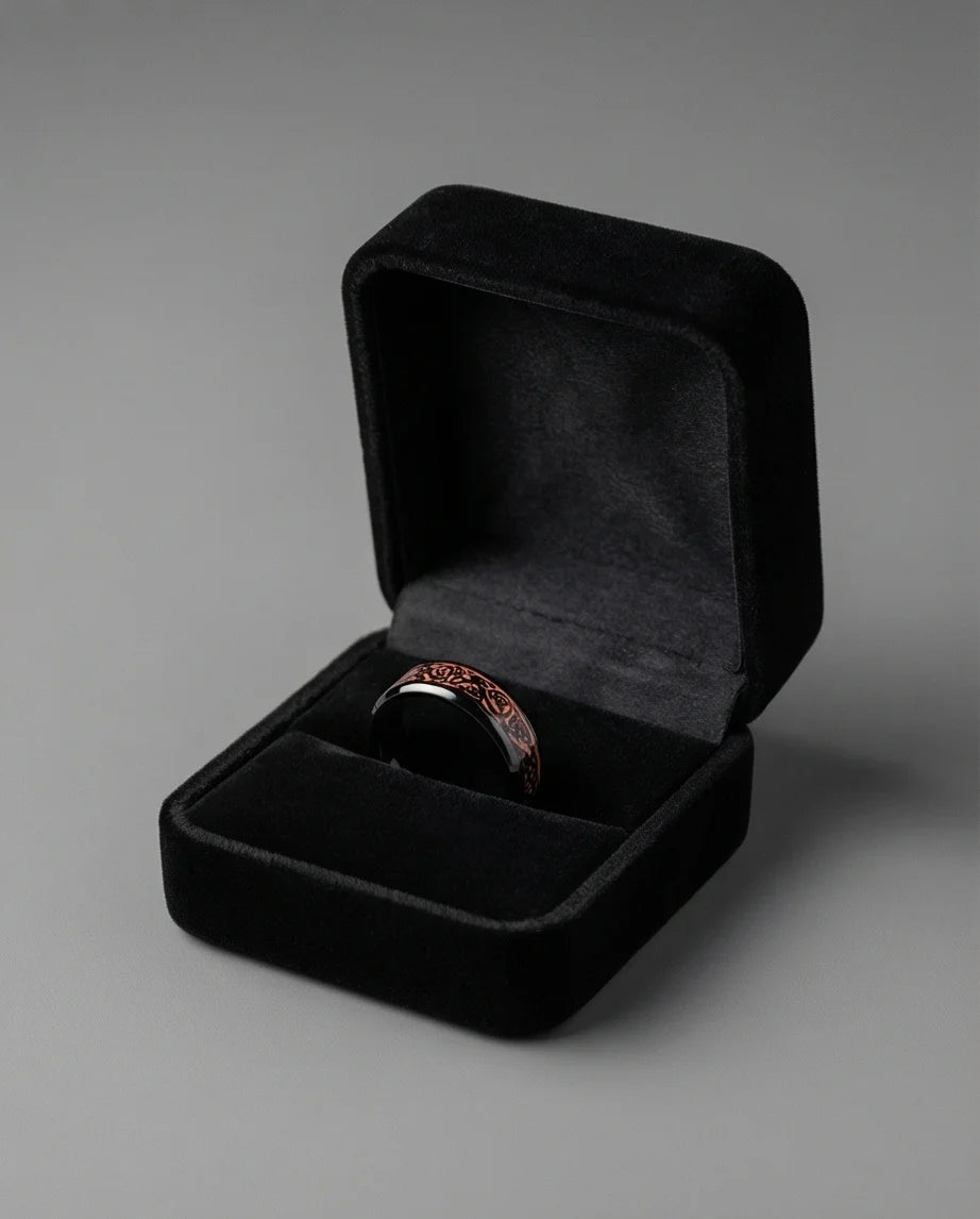 Legacy Weaver: Rose Gold & Black Celtic Knot Band