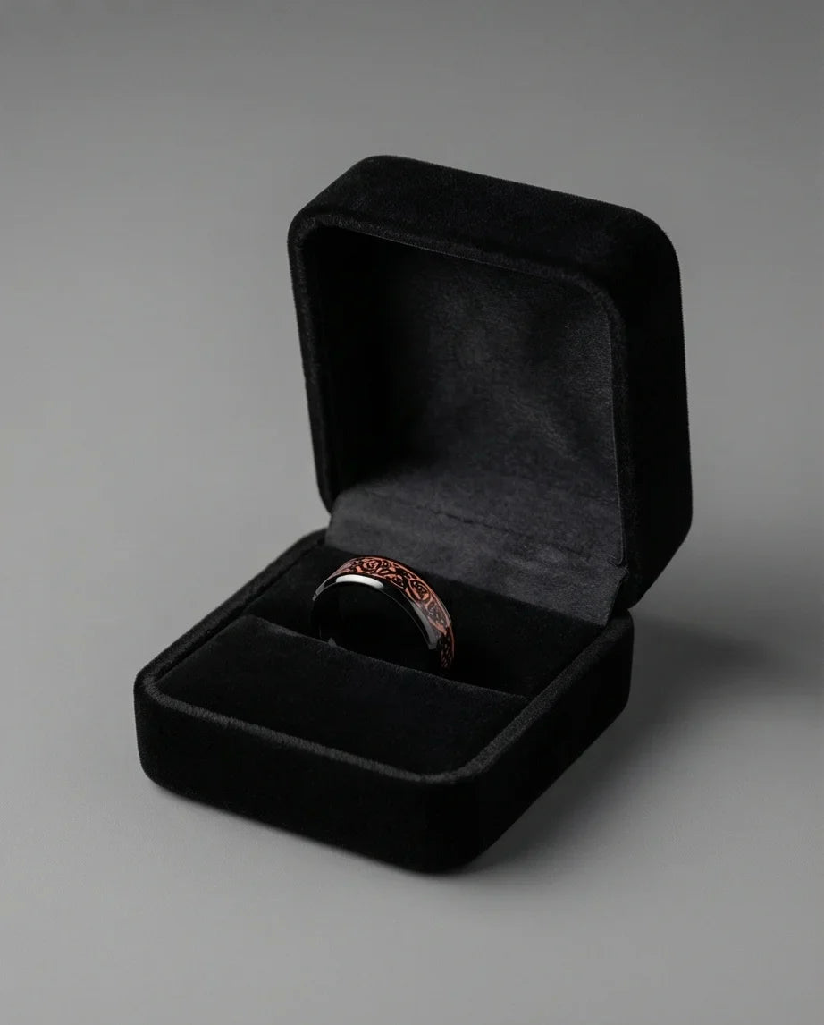 Legacy Weaver: Rose Gold & Black Celtic Knot Band