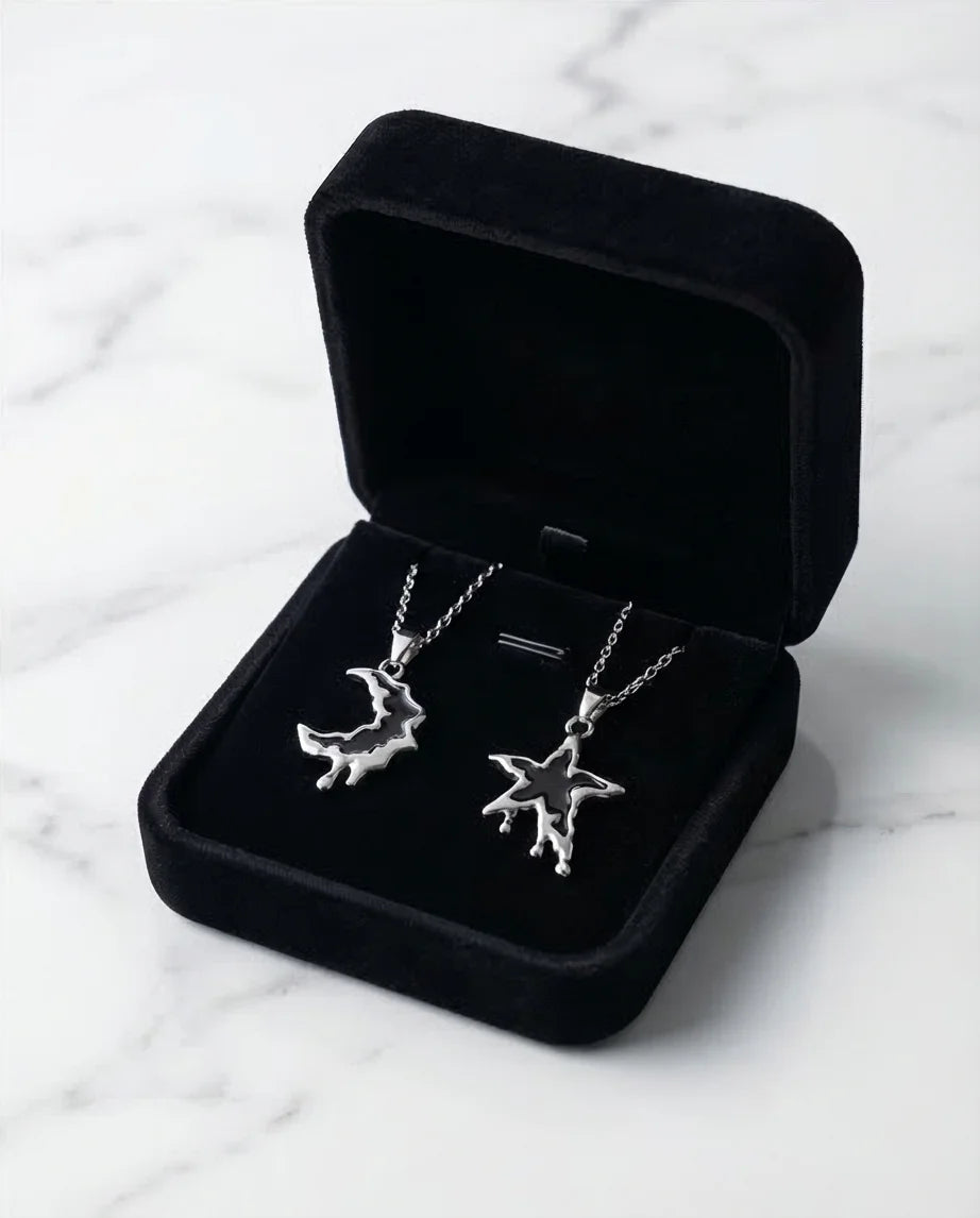 The Dripping Galaxy: Moon & Star Molten Necklaces