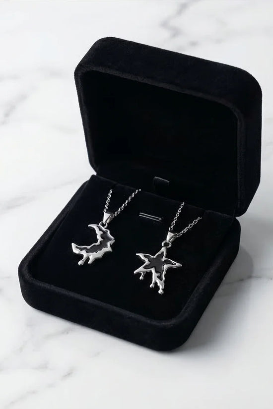 The Dripping Galaxy: Moon & Star Molten Necklaces
