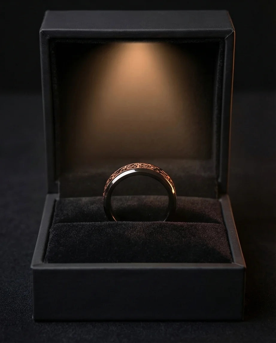 Legacy Weaver: Rose Gold & Black Celtic Knot Band