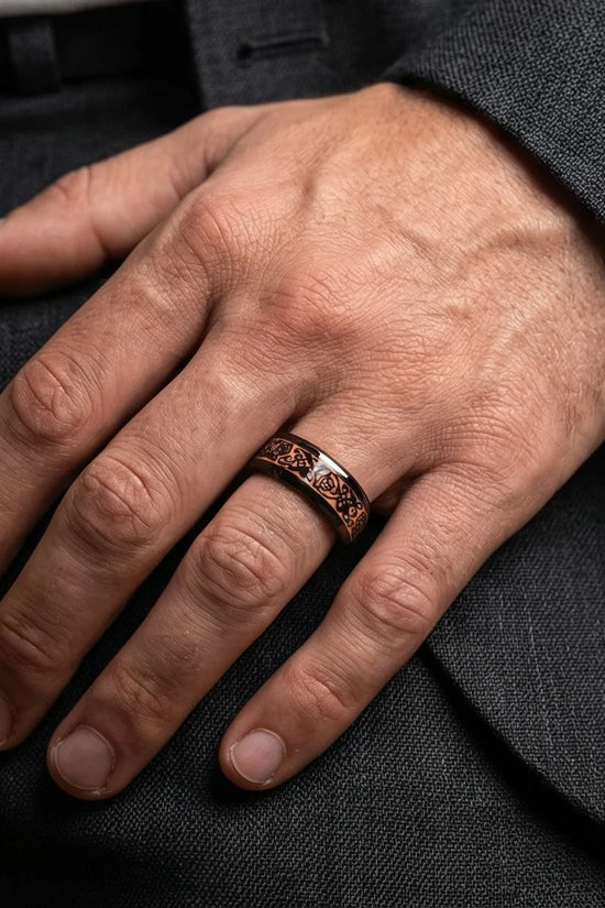 Legacy Weaver: Rose Gold & Black Celtic Knot Band