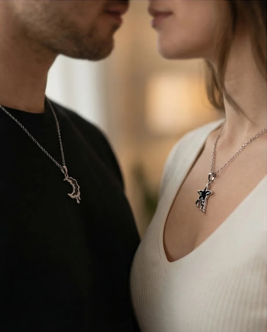 The Dripping Galaxy: Moon & Star Molten Necklaces