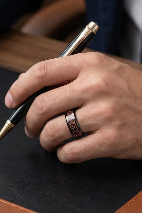 Legacy Weaver: Rose Gold & Black Celtic Knot Band