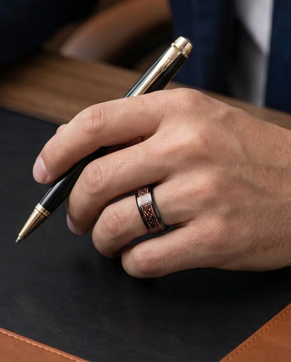 Legacy Weaver: Rose Gold & Black Celtic Knot Band