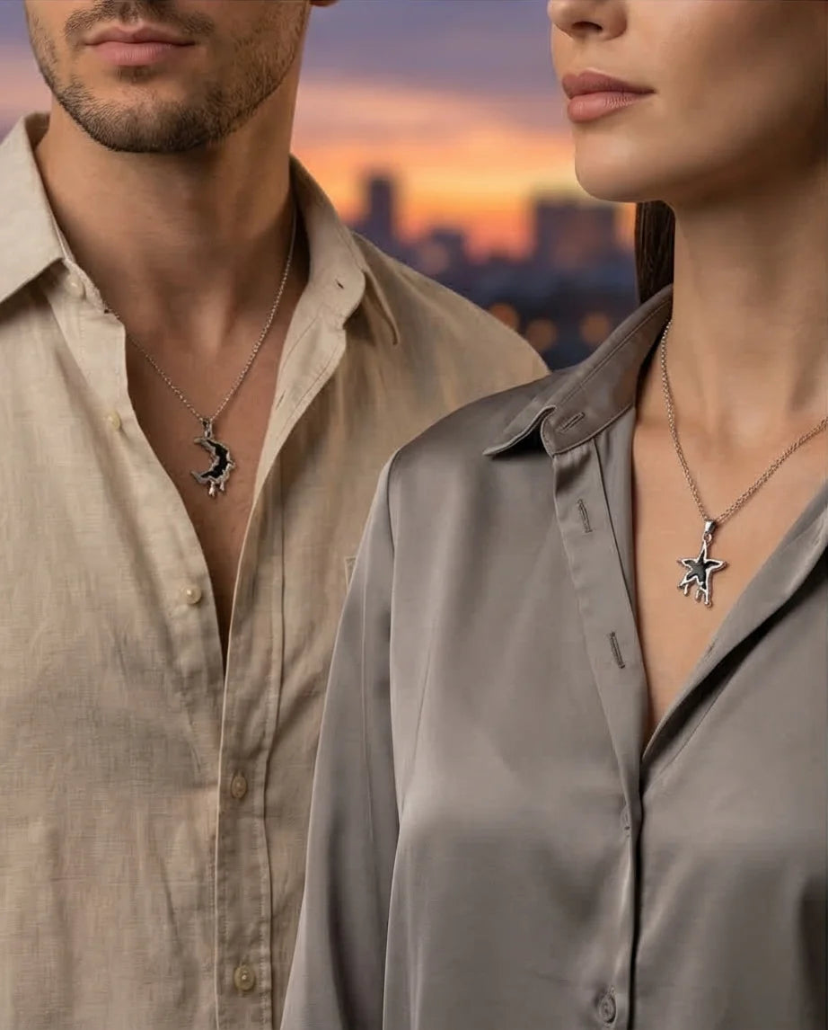 The Dripping Galaxy: Moon & Star Molten Necklaces