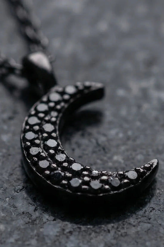 The Midnight Crescent: Black Zirconia Moon Necklace