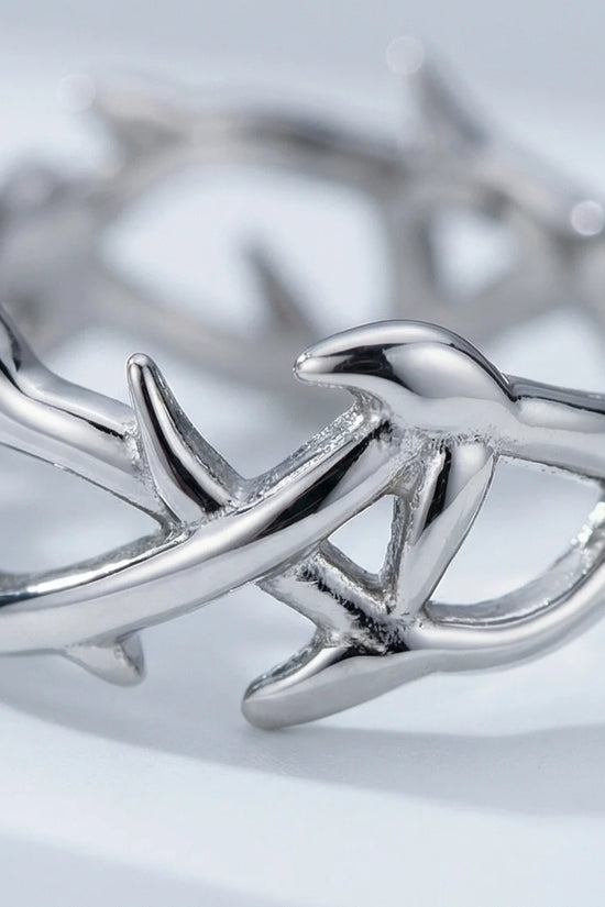 Silver Bramble: Intricate Intertwined Thorn Band