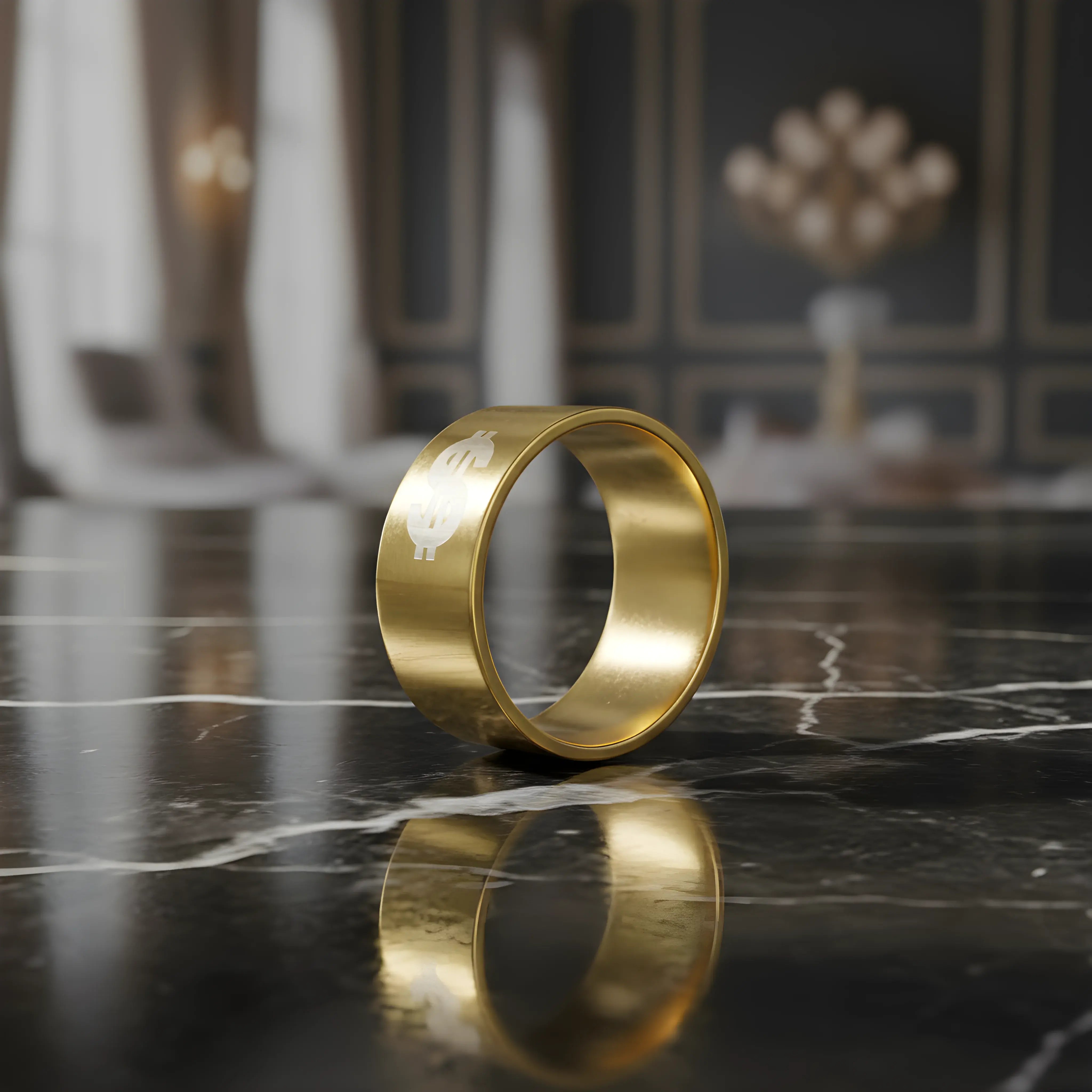 Gold Euro Symbol Ring 6.3cm