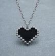 Obsidian Heart: Pixelated Industrial Pendant