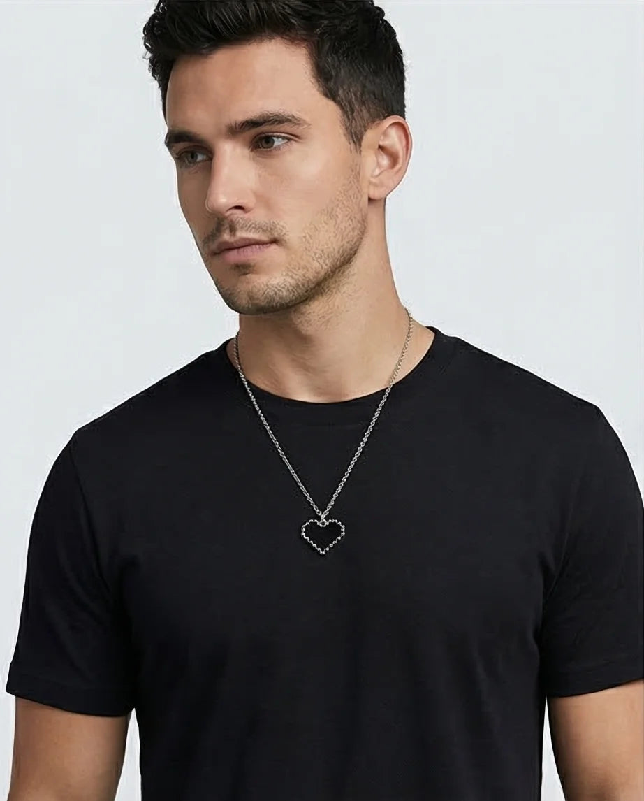 Obsidian Heart: Pixelated Industrial Pendant