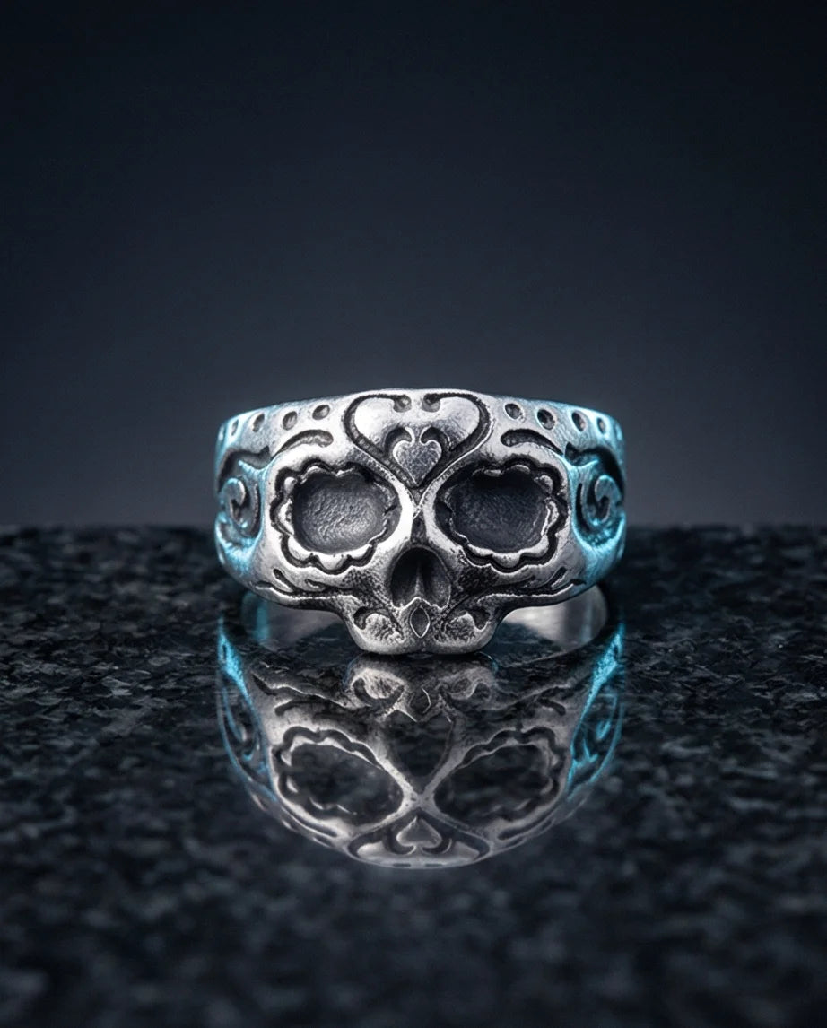Sacred Heart Calavera: Ornate Sugar Skull Ring