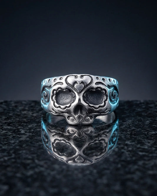 Sacred Heart Calavera: Ornate Sugar Skull Ring