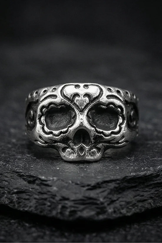 Sacred Heart Calavera: Ornate Sugar Skull Ring