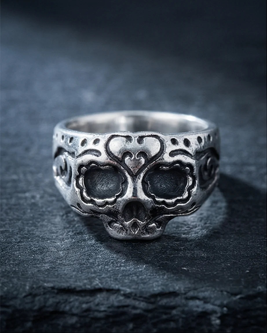 Sacred Heart Calavera: Ornate Sugar Skull Ring
