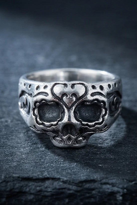 Sacred Heart Calavera: Ornate Sugar Skull Ring