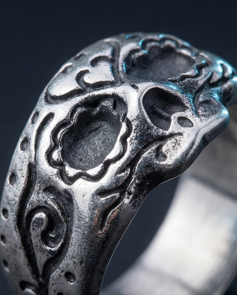 Sacred Heart Calavera: Ornate Sugar Skull Ring