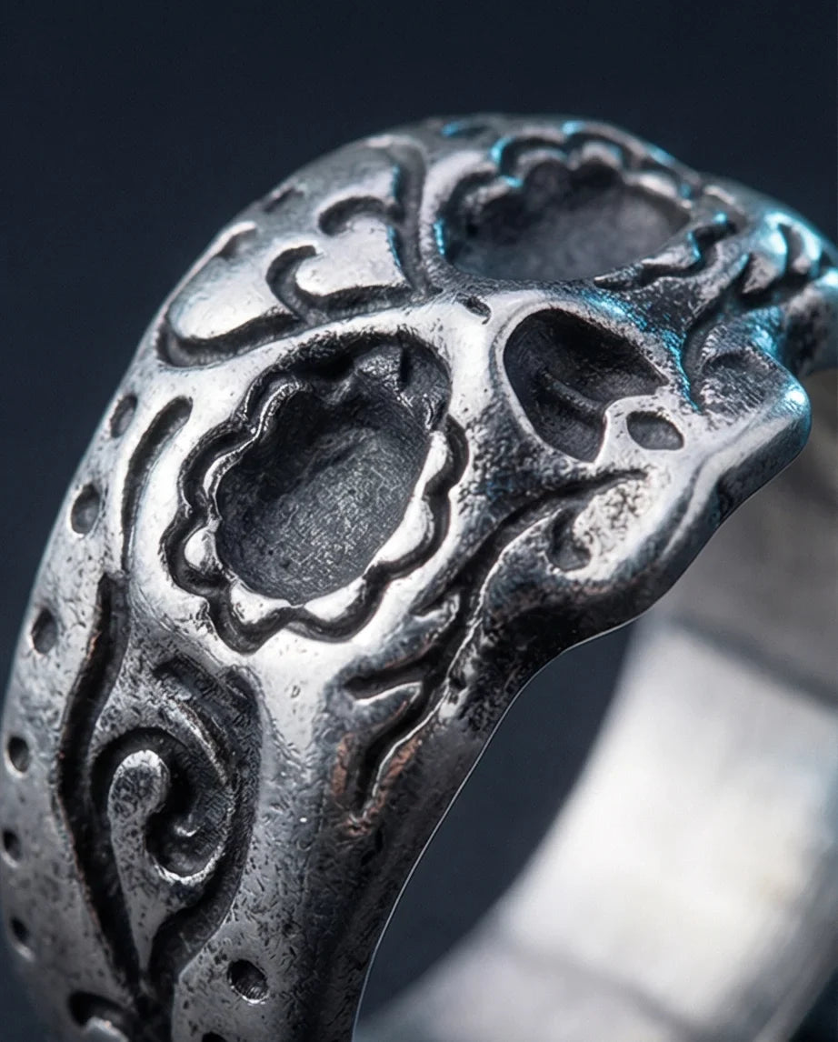 Sacred Heart Calavera: Ornate Sugar Skull Ring
