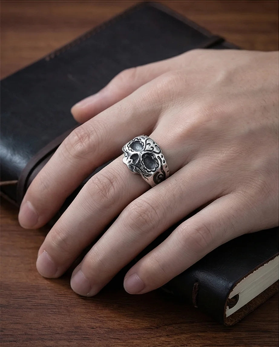 Sacred Heart Calavera: Ornate Sugar Skull Ring
