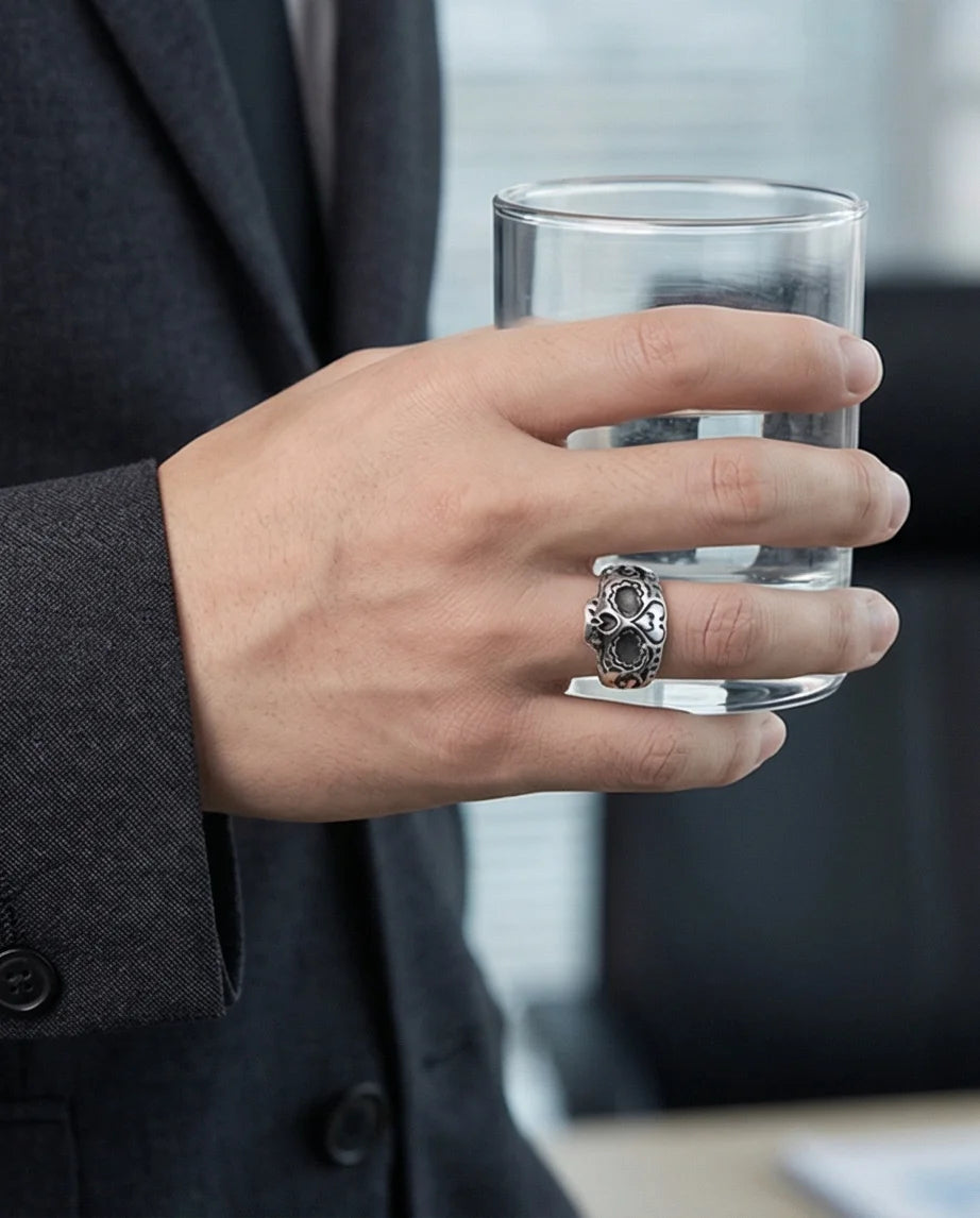 Sacred Heart Calavera: Ornate Sugar Skull Ring