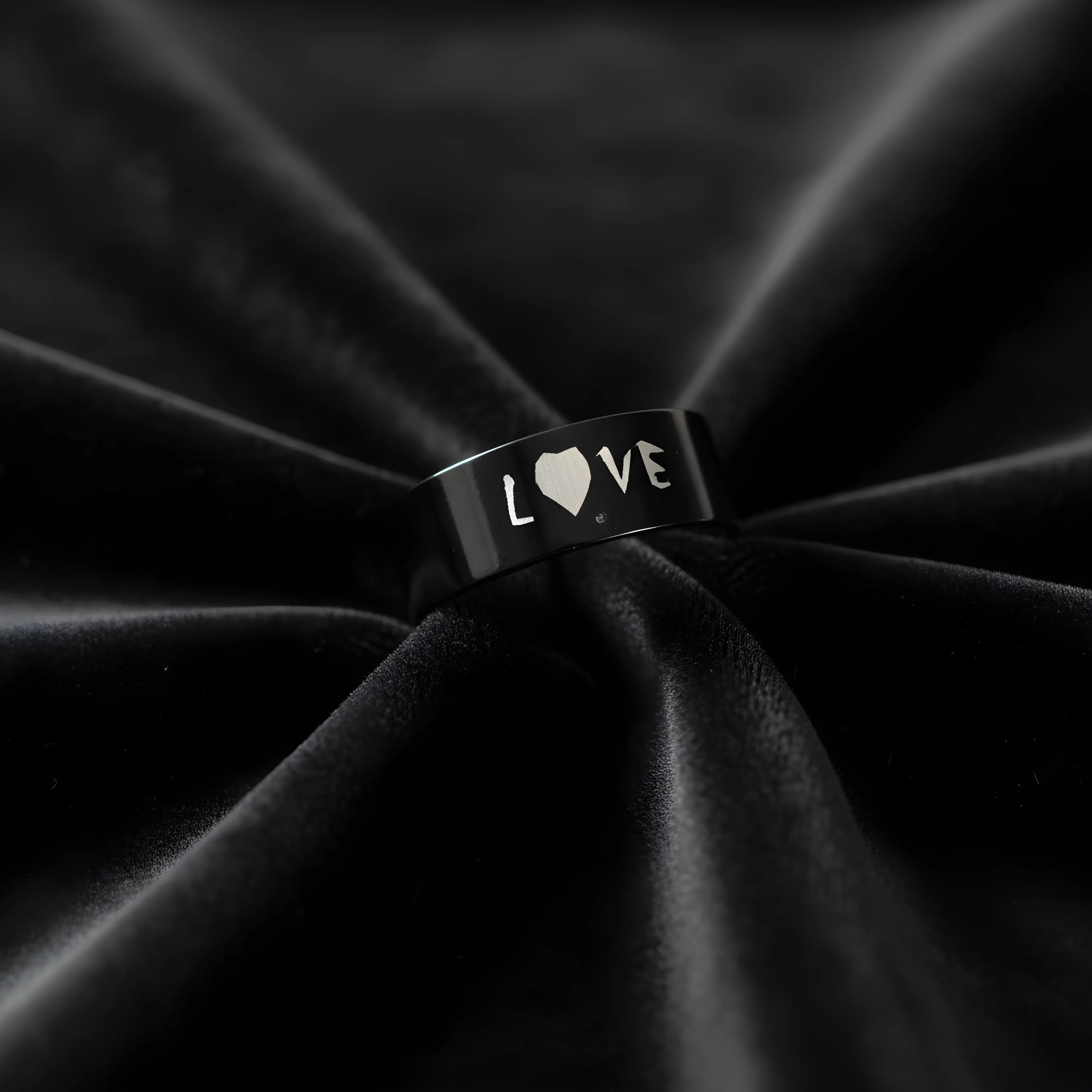 Black Love Heart Ring 6cm